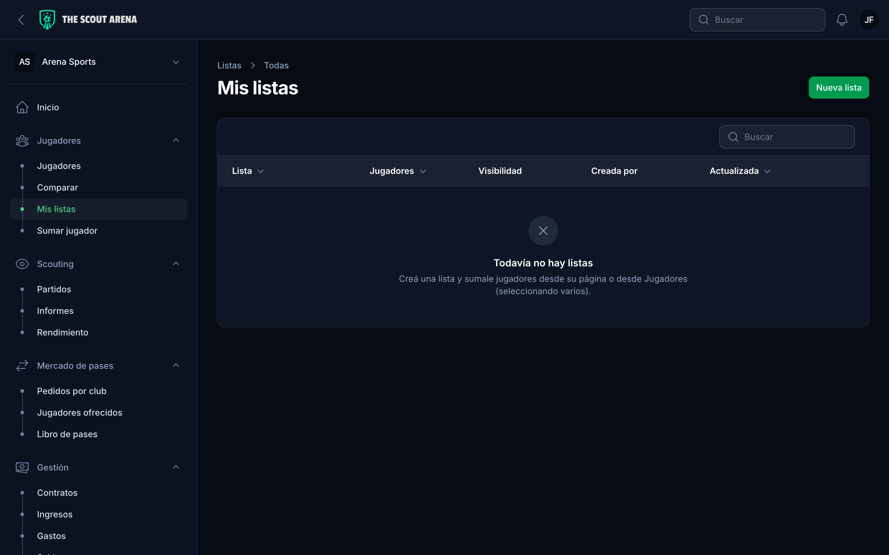 Listas de jugadores en seguimiento, por criterio